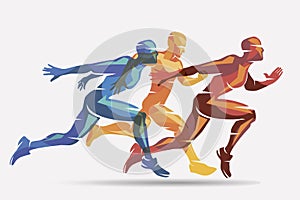 Running athletes vector symbol photo