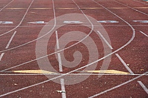 Running athletic track lanes racetrack detail