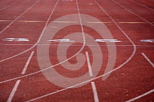 Running athletic track lanes racetrack detail