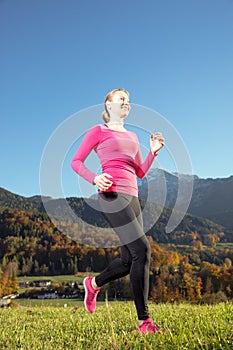 Running through the autumn forest