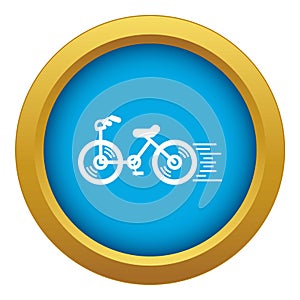 Running bicycle icon blue vector isolated