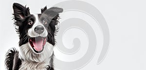 running  black and white border collie dog  made with Generative AI