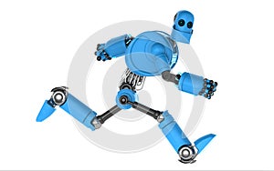 Running blue robot.