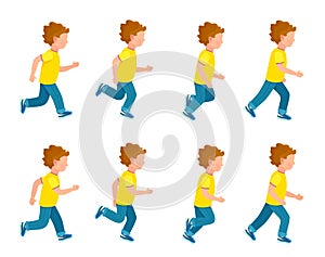 Running Boy Animation Sprite Set. 8 Frame Loop.