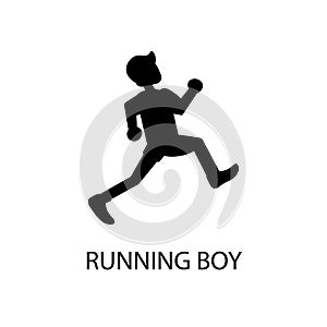 Running boy black sign icon. Vector illustration eps 10