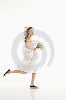 Running bride.