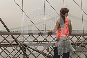 Running on Brooklyn bridge, NYC