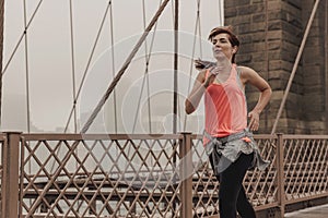 Running on Brooklyn bridge, NYC