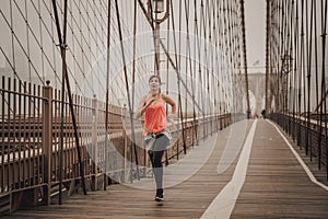 Running on Brooklyn bridge, NYC