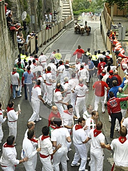Running of the bulls in Pamplona