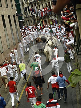 Running of the bulls in Pamplona