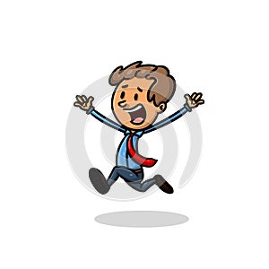 running businessman with expression