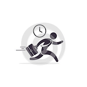 Running businessman Haste icon Vector. Time management concept. Illustration businessman hurrying