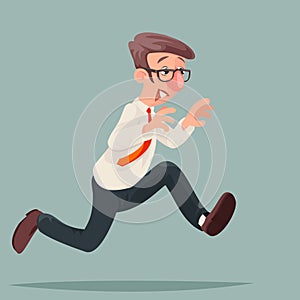 Running businessman hurry race rush inspiration velocity character cartoon design vector illustration