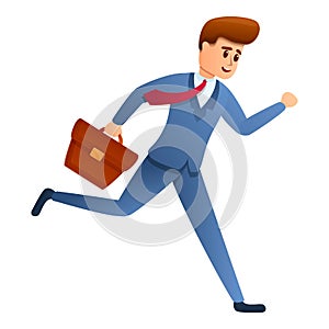 Running businessman icon, cartoon style