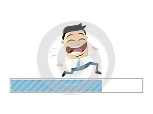 Running businessman with progress bar