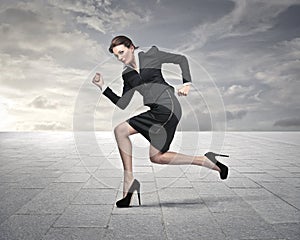 Running businesswoman