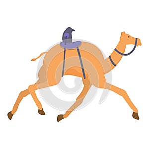 Running camel icon cartoon vector. Dubai arab racing