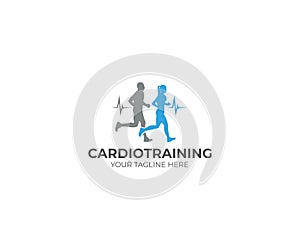 Running Cardio Training Logo Template. Athletes Vector