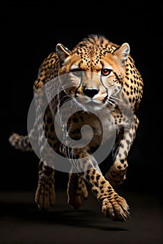 running cheetah capture in dark background