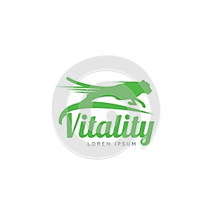 Running Cheetah. Symbol of vitality. Creative design. Vector