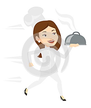 Running chef cook vector illustration.