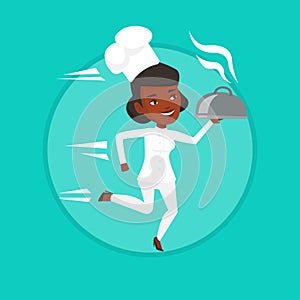 Running chef cook vector illustration.