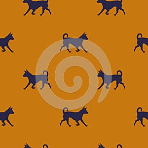 Running chihuahua puppy. Seamless pattern. Dog silhouette. Endless texture. Design for wallpaper, wrapping paper, fabric
