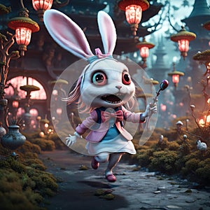 Running creepy little japanese alien anime bunny