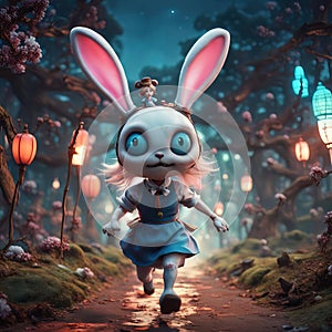 Running creepy little japanese alien anime bunny