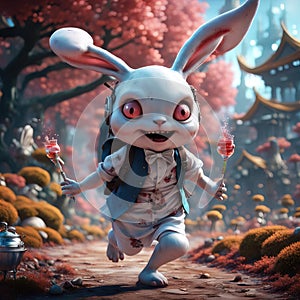 Running creepy little japanese alien anime bunny