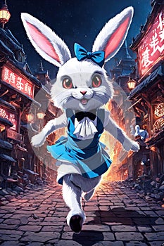 Running creepy little japanese alien anime bunny