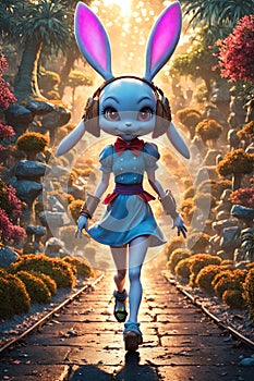Running creepy little japanese alien anime bunny