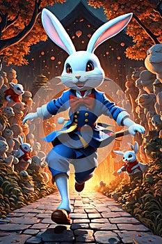 Running creepy little japanese alien anime bunny