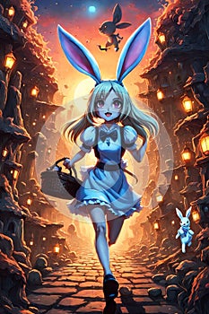 Running creepy little japanese alien anime bunny