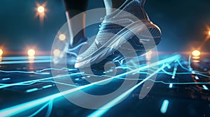 Running into the Digital Future.AI generated image photo