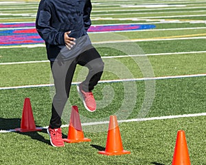 Running dspee drill over orange cones