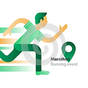 Running event, marathon participation, rushing man, person in motion