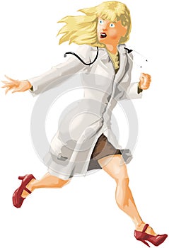 Running female doctor