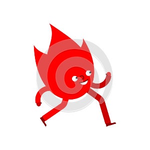 Running fire cartoon. Flame run isolated