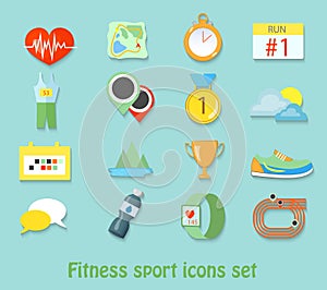 Running fitness sport icons. Healthy life set