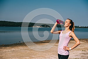 Running girl on the beach