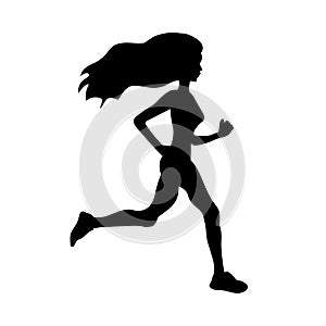 Running girl black on white background