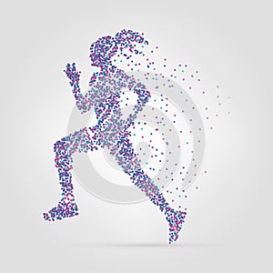 Running girl from circles. Vector illustration. Modern