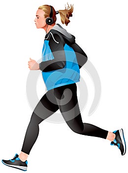 Running Girl variant 2, young sportswoman jogging photo