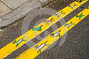 Running graffiti horses along double yellow lines