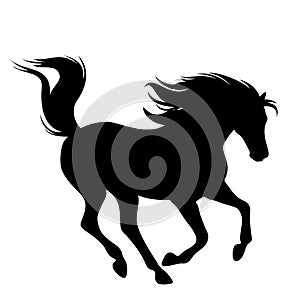 Running horse black vector silhouette