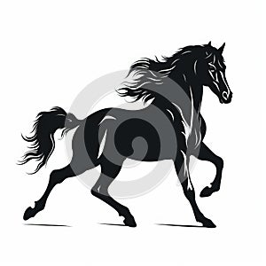 Graphic Black Horse Silhouette On Clean White Background