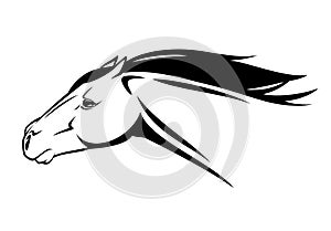 Running horse head black and white vector
