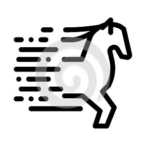 Running Horse Icon Vector Outline Illustration